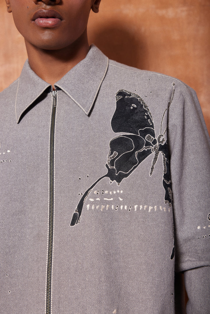 FADING BUTTERFLY FULL SLEEVE SHIRT WITH BAGGY PANTS