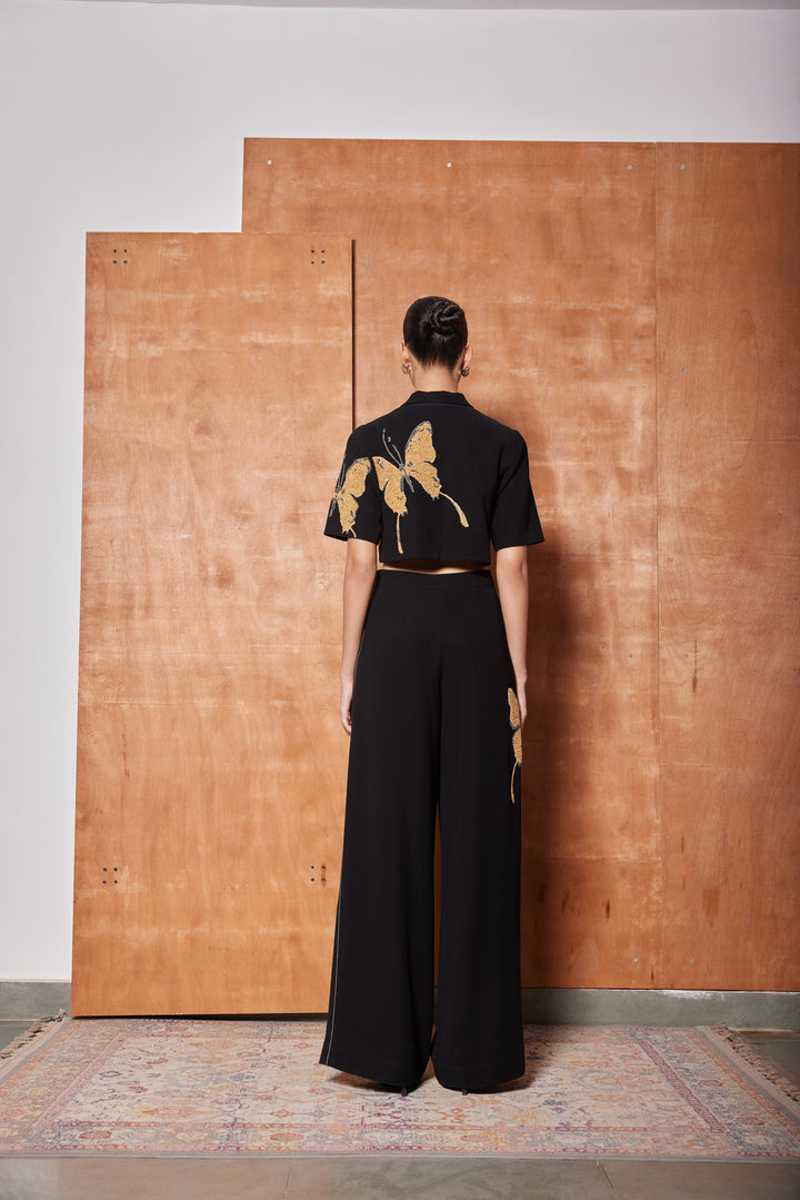 Nitashi Goel in FADING BUTTERFLY CROPPED SHIRT WITH FLARED PANTS
