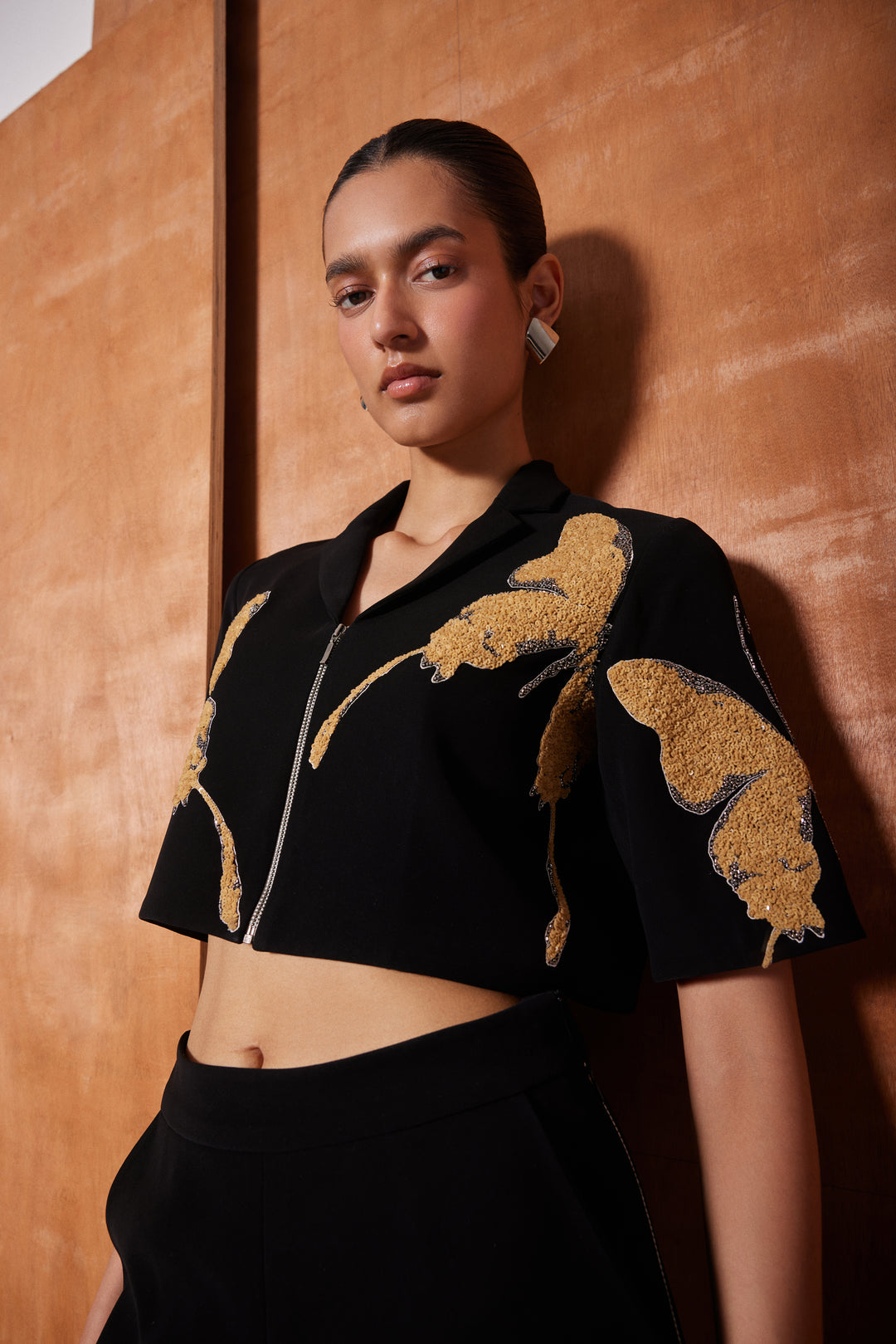 Nitashi Goel in FADING BUTTERFLY CROPPED SHIRT WITH FLARED PANTS