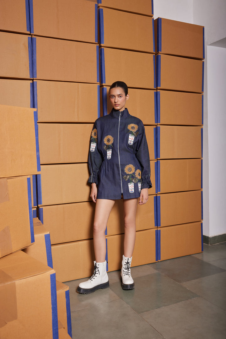 POP CAN WITH FLOWERS JACKET DRESS