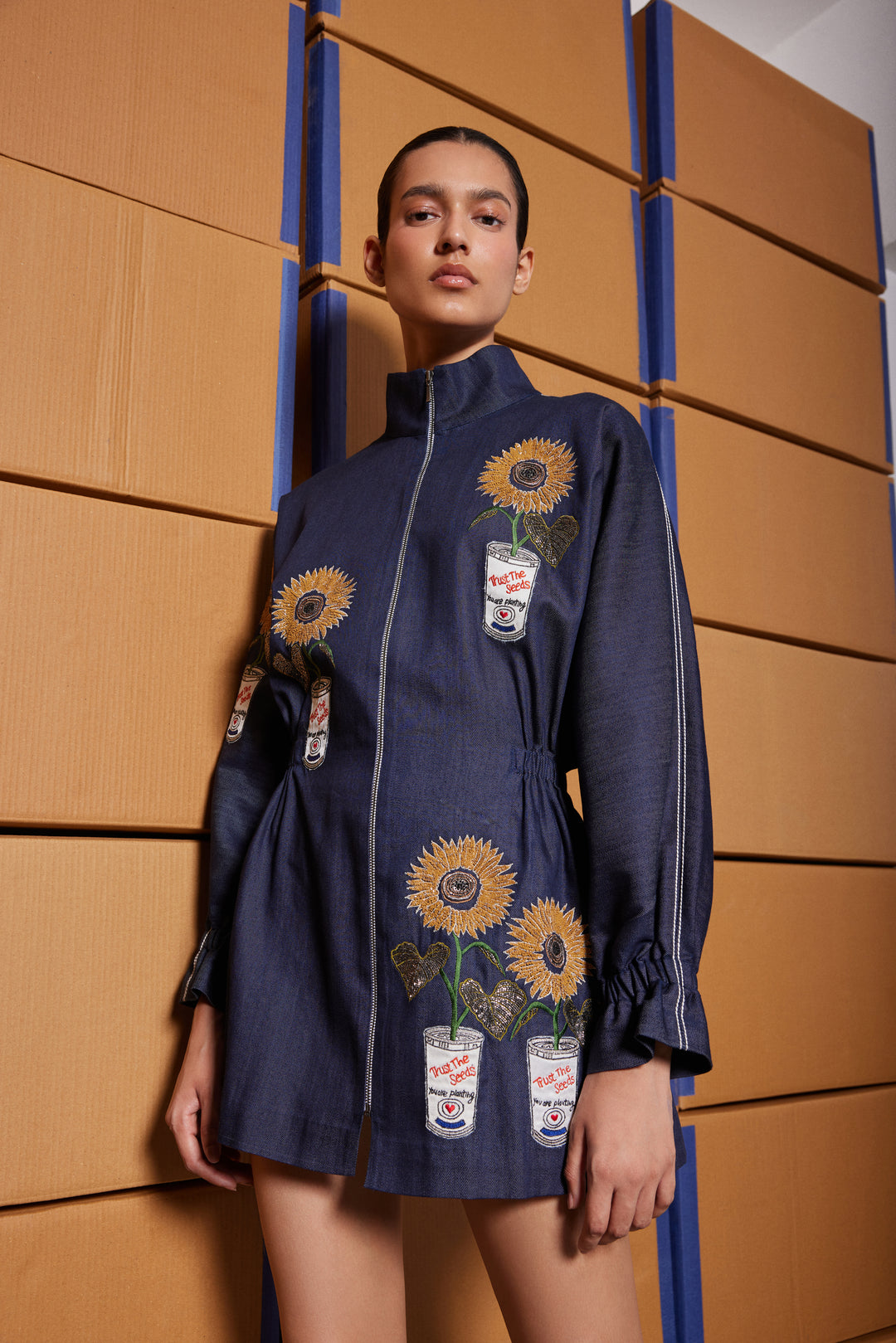 POP CAN WITH FLOWERS JACKET DRESS