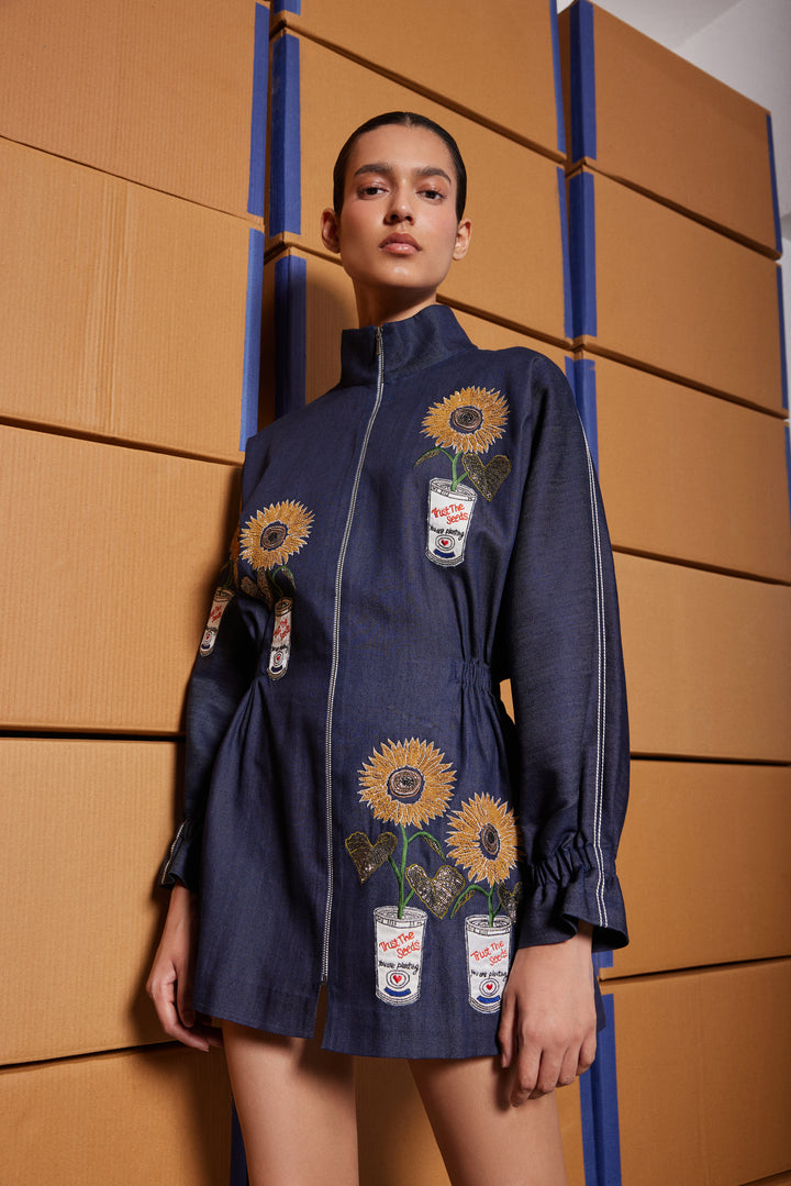 POP CAN WITH FLOWERS JACKET DRESS