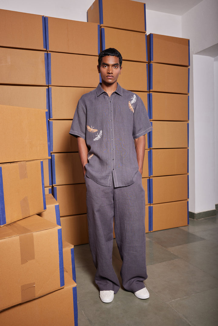 MOTH HALF SLEEVES BOXY SHIRT