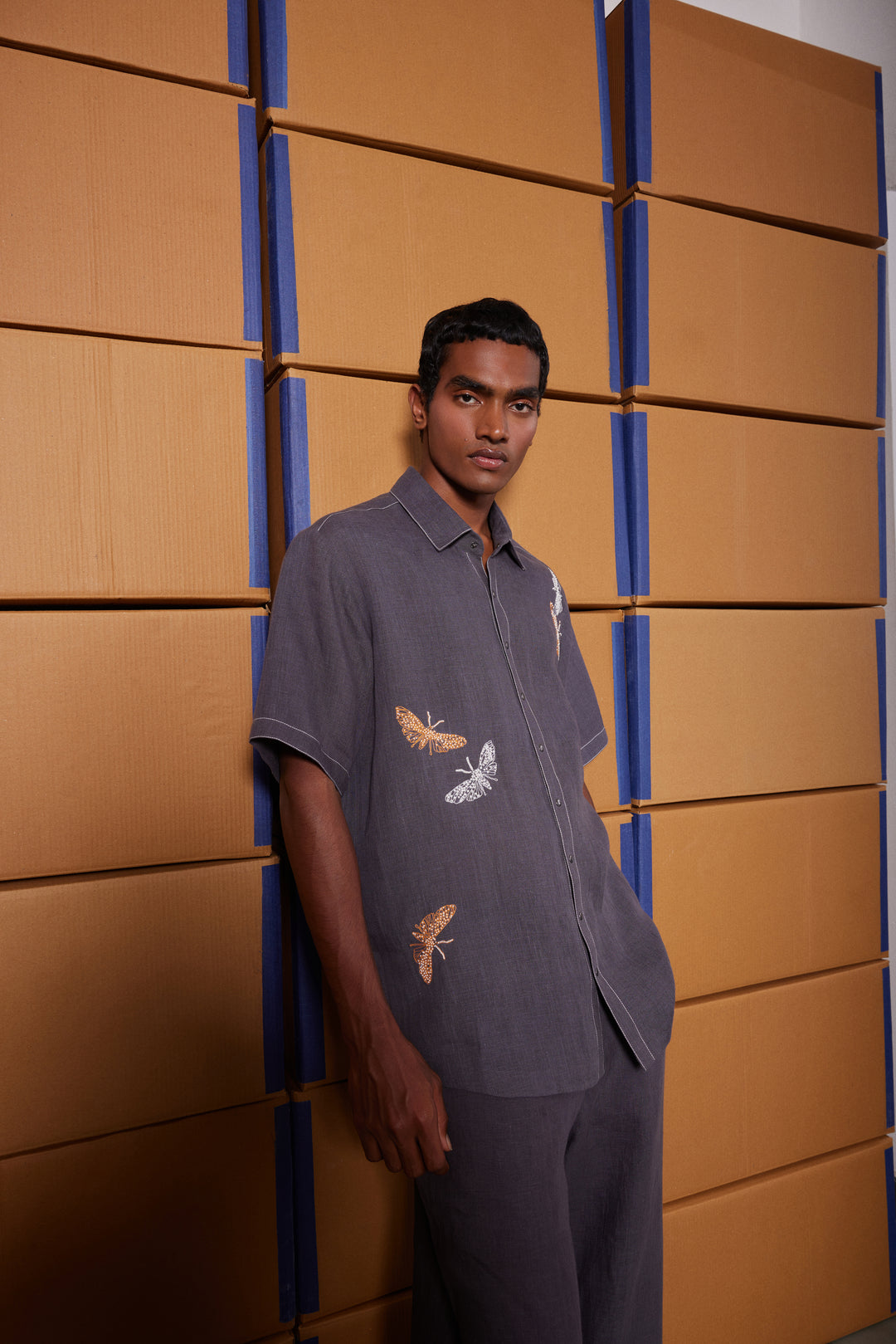 MOTH HALF SLEEVES BOXY SHIRT
