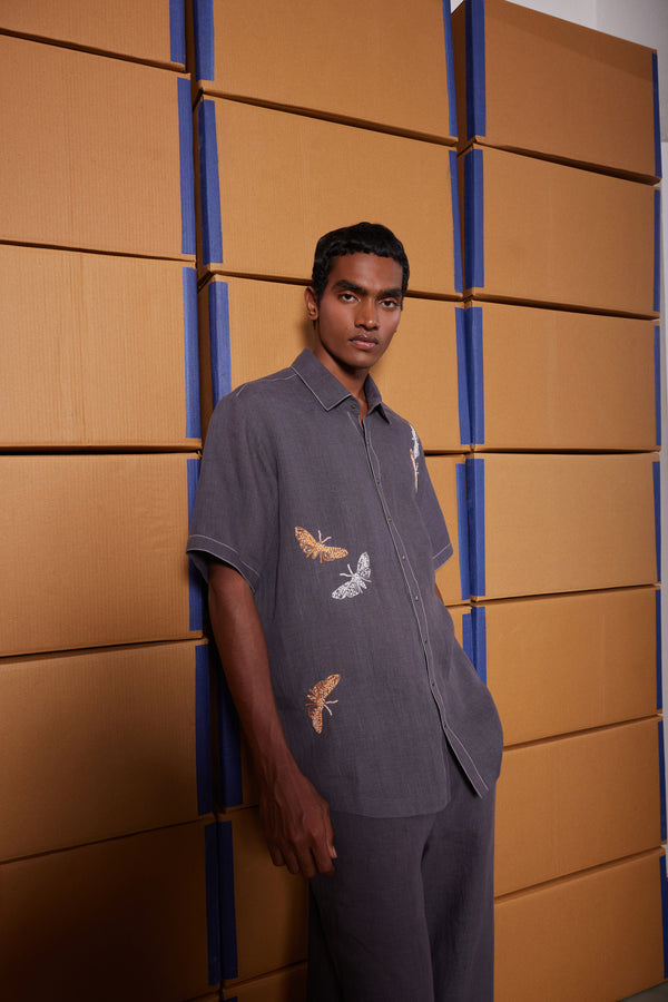 MOTH HALF SLEEVES BOXY SHIRT