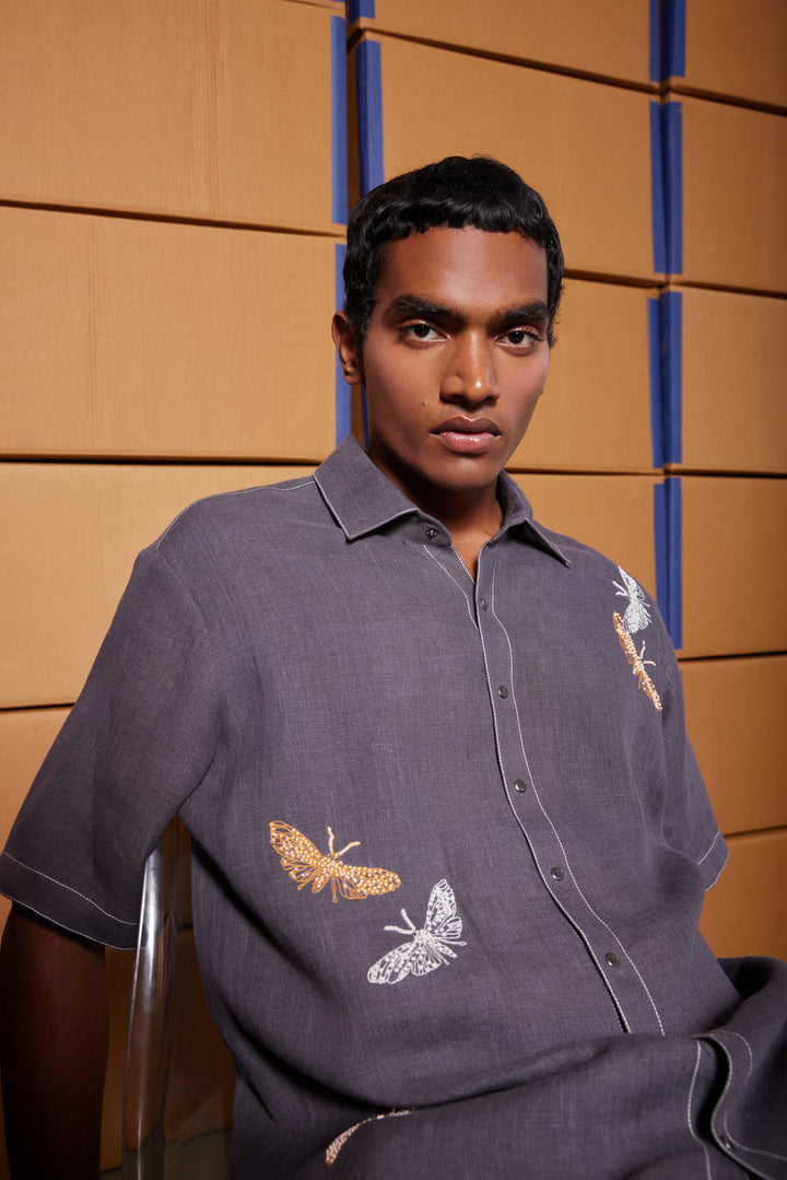 MOTH HALF SLEEVES BOXY SHIRT