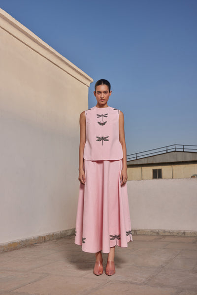 CIRCULAR SKIRT OF ( DRAGONFLY IN LINE OVERLAY )