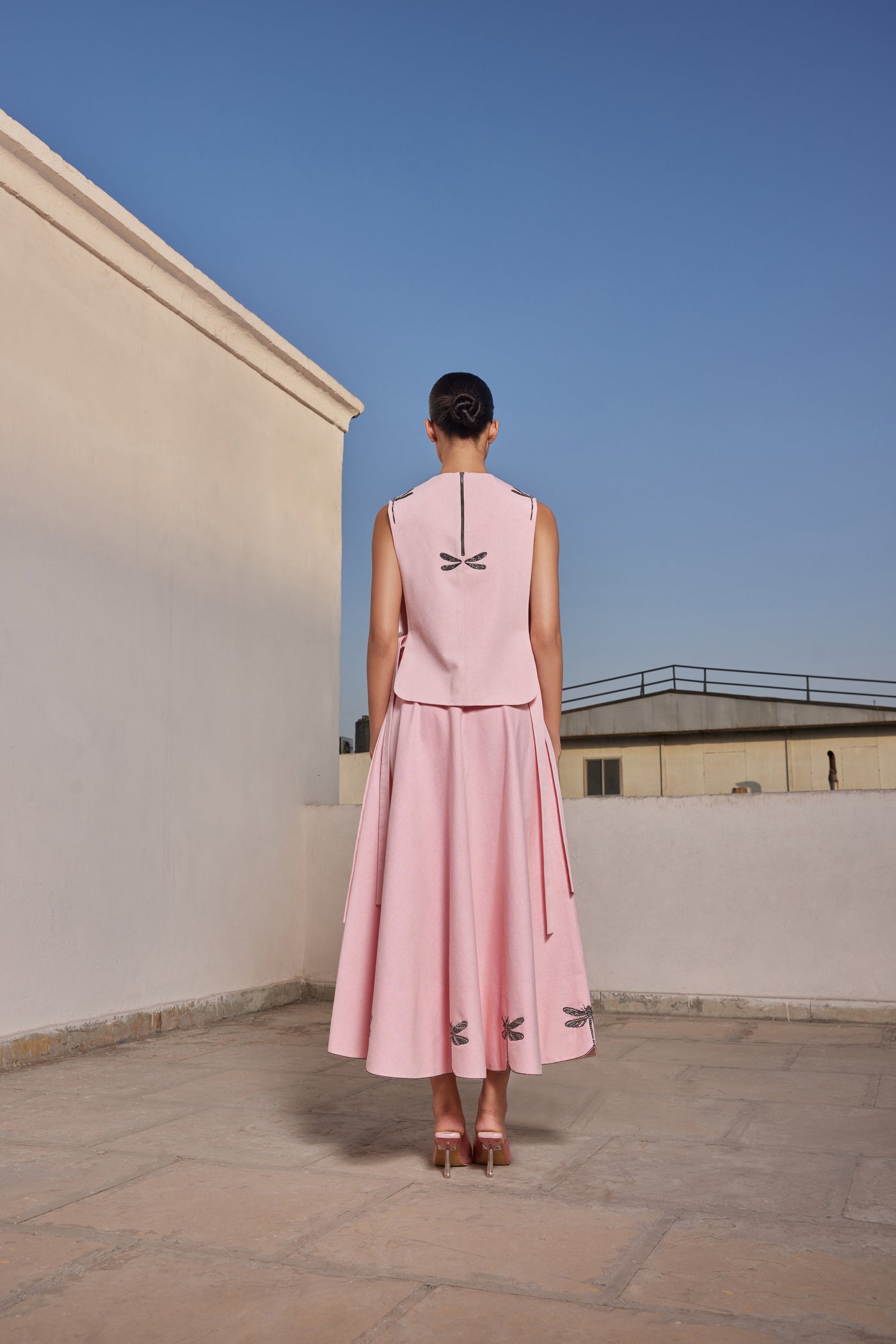 CIRCULAR SKIRT OF ( DRAGONFLY IN LINE OVERLAY )