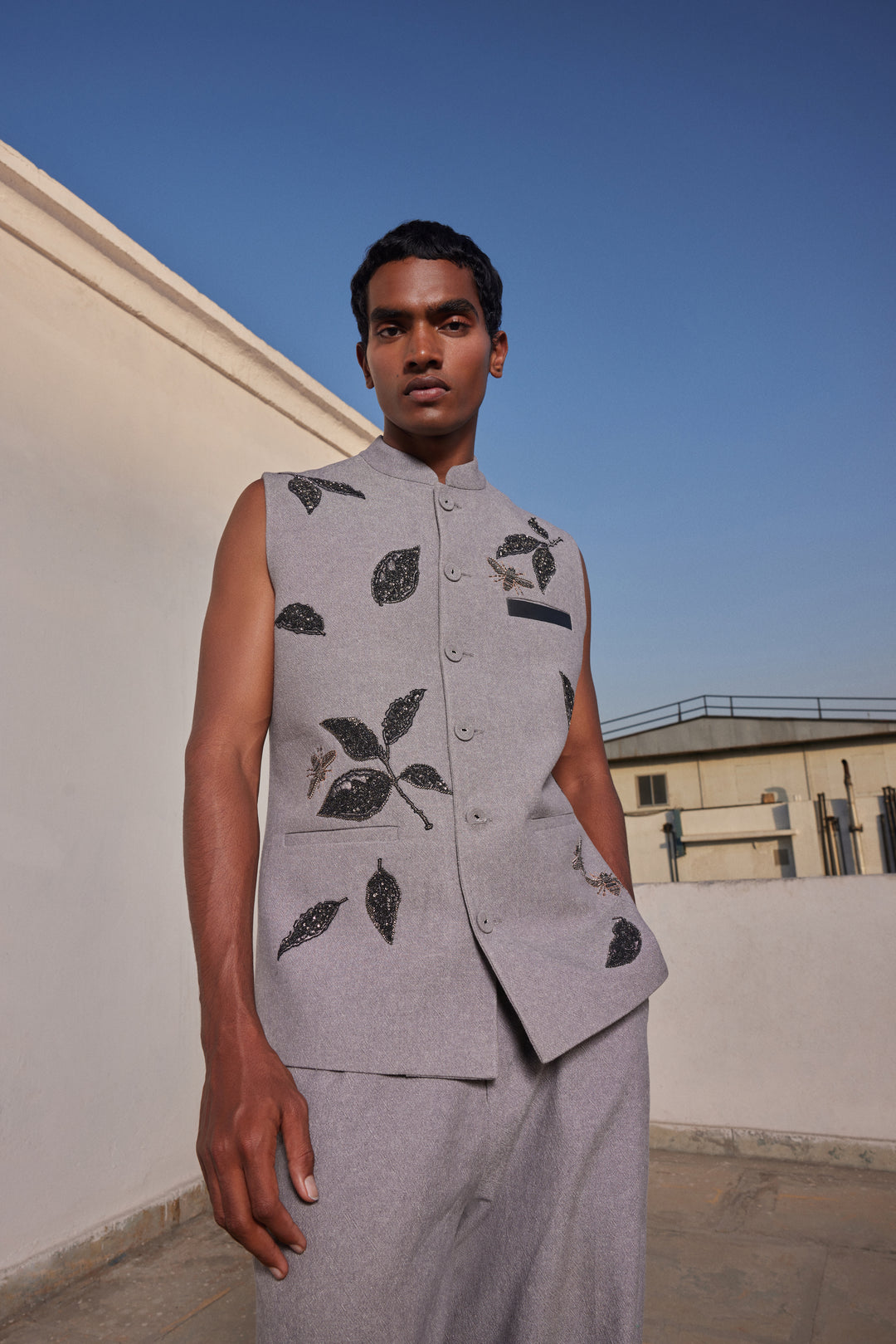 DRIFTING LEAVES NEHRU JACKET