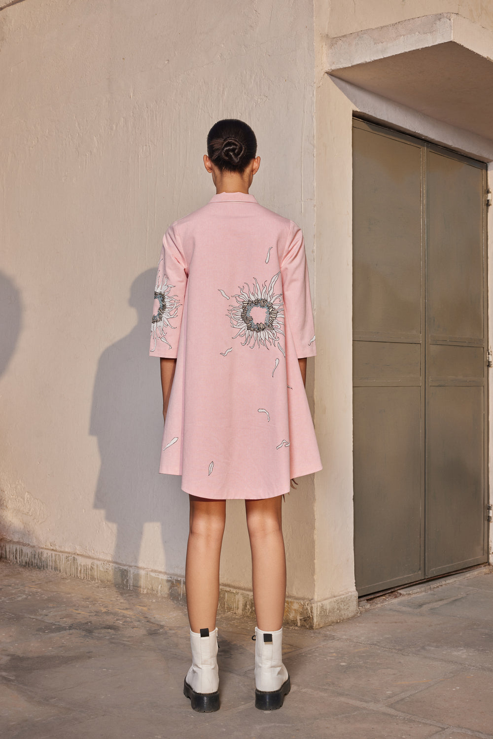 MULTI PETALS SIDE TRIANGLE SHIRT DRESS