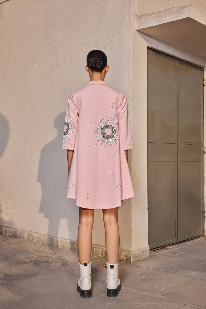 MULTI PETALS SIDE TRIANGLE SHIRT DRESS