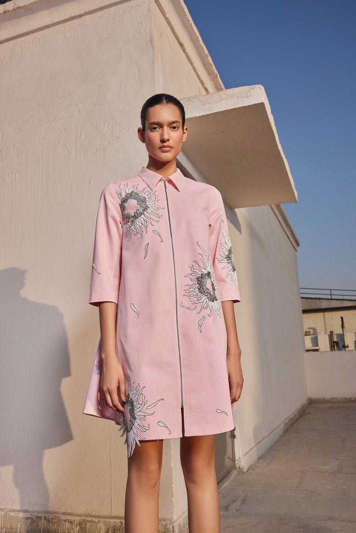 MULTI PETALS SIDE TRIANGLE SHIRT DRESS
