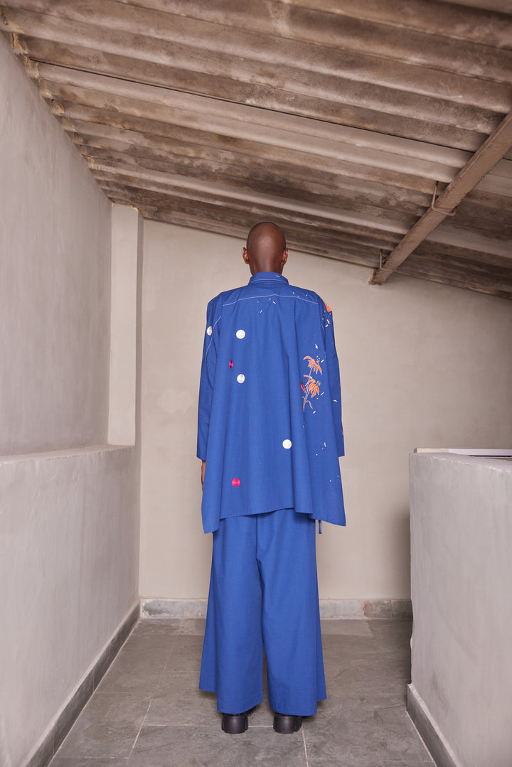 HEART, TELEPHONE AND TEXT OVERSIZED SHIRT WITH STRING