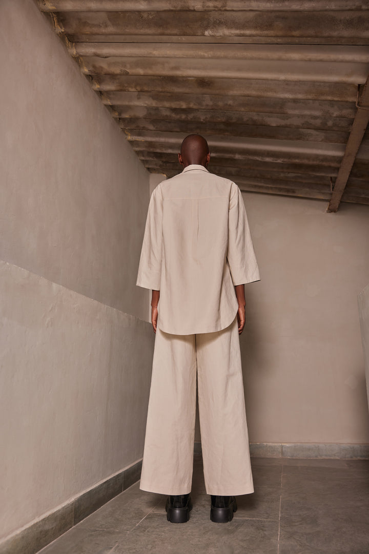 NARCISSUS GARDEN BAGGY SHIRT WITH FLARED PANTS