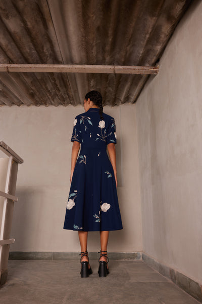 MAGNOLIA BLOSSOM COAT COLLAR DRESS