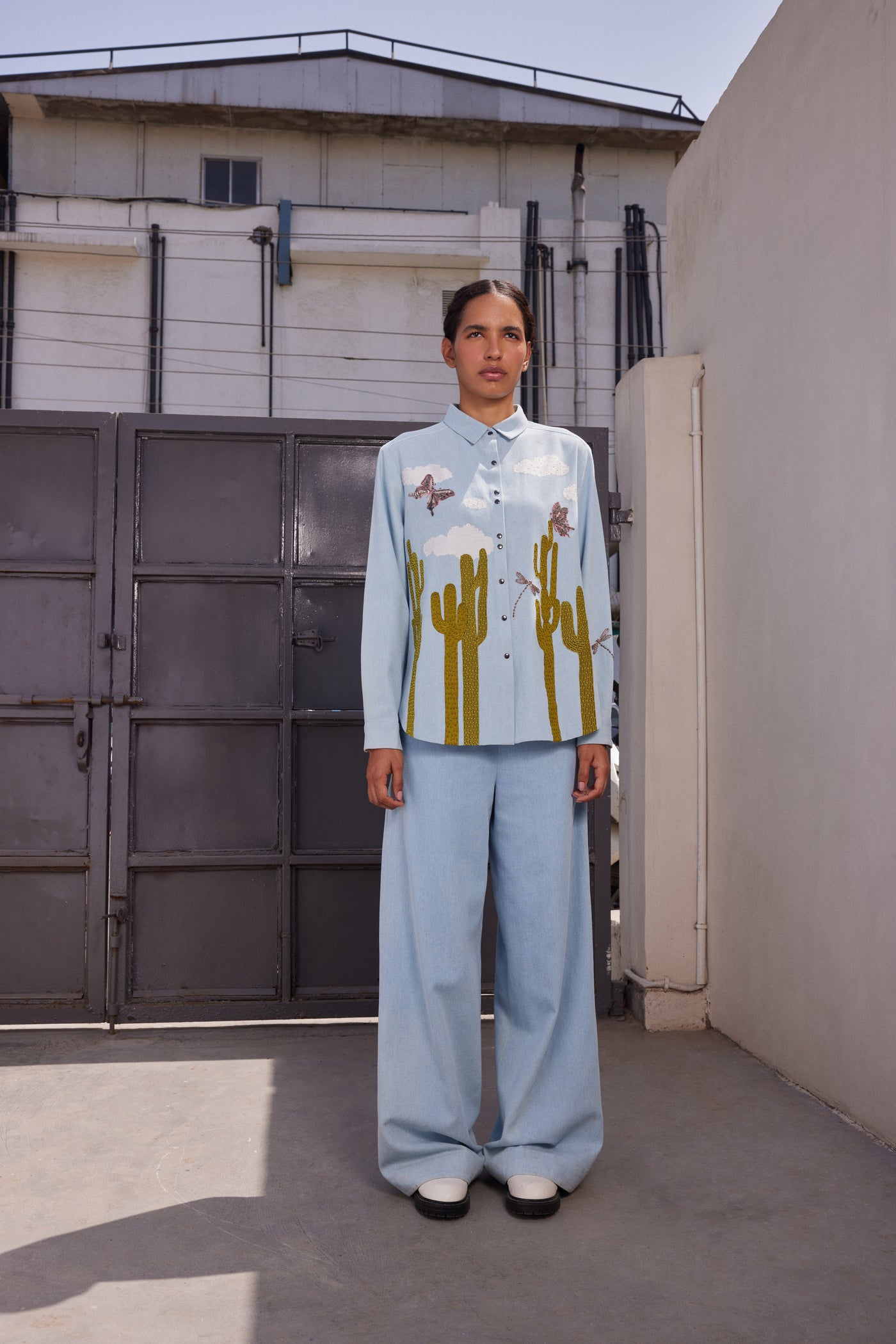 FLARED PANTS OF ( CACTUS HIGH LOW SHIRT )