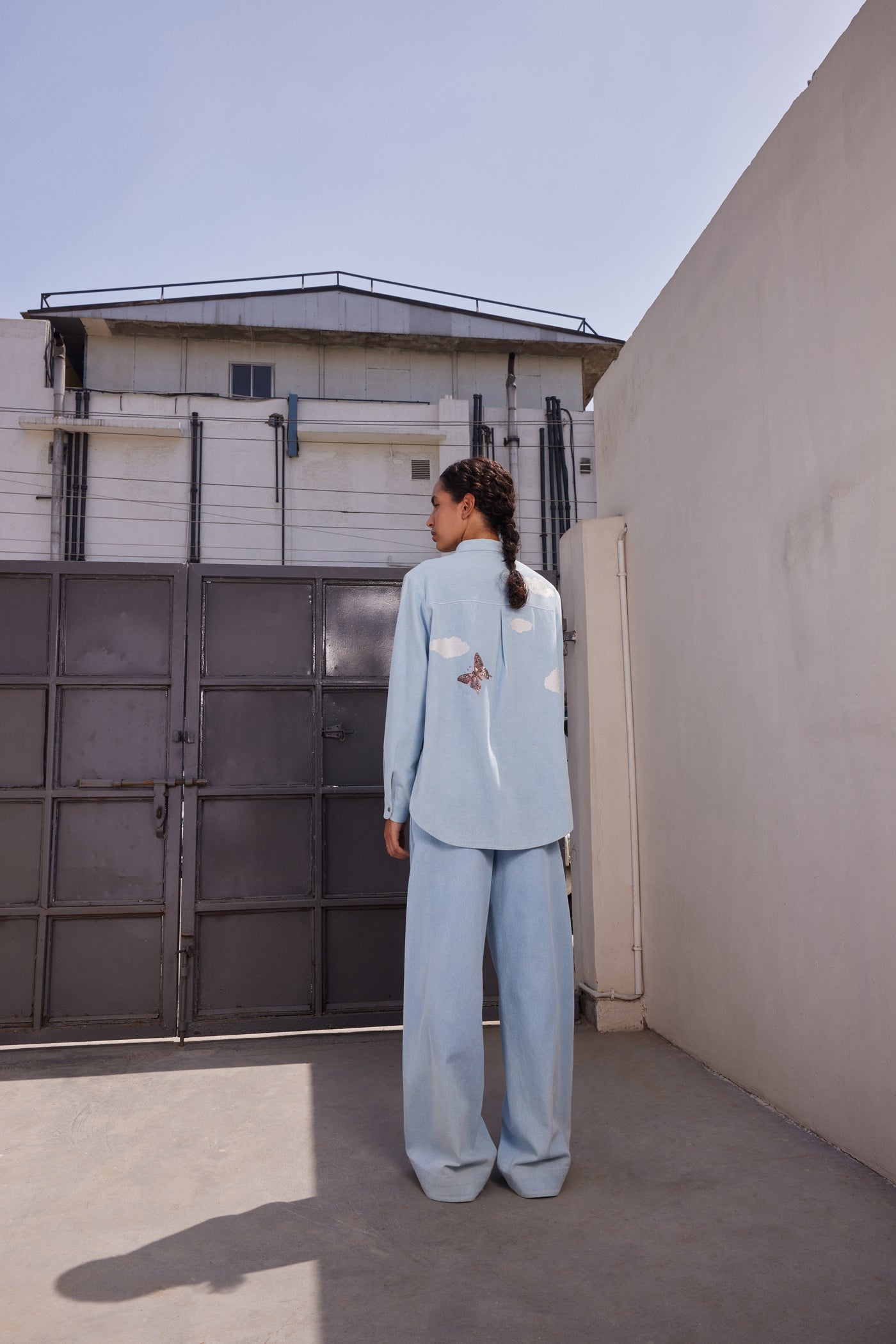 CACTUS HIGH LOW SHIRT WITH FLARED PANTS