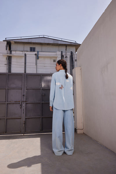 CACTUS HIGH LOW SHIRT WITH FLARED PANTS