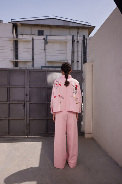 HEART & CROWN OVERSIZED SHACKET WITH FLARED PANT