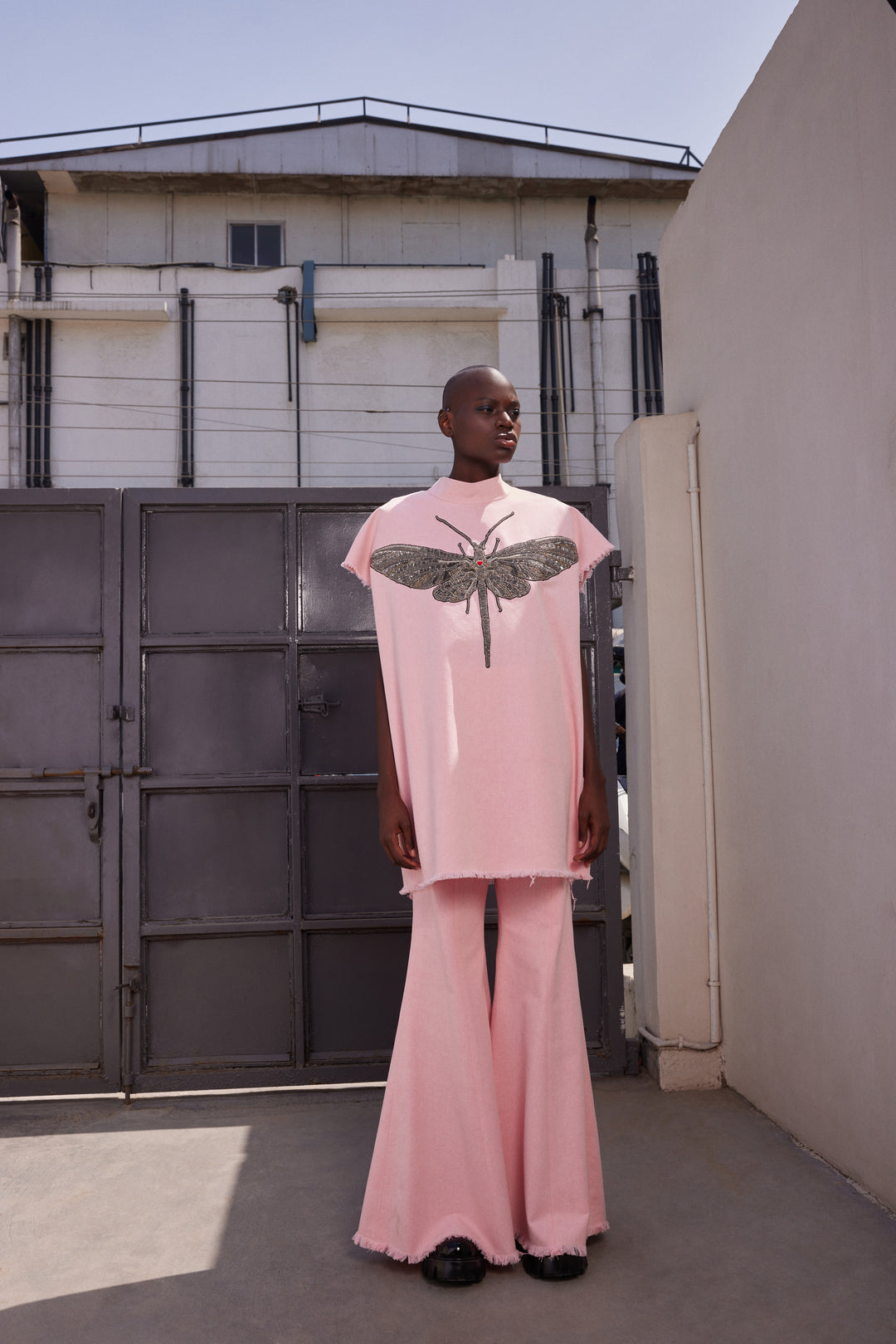 INSECT OVERSIZED T-SHIRT WITH BELL BOTTOM PANTS