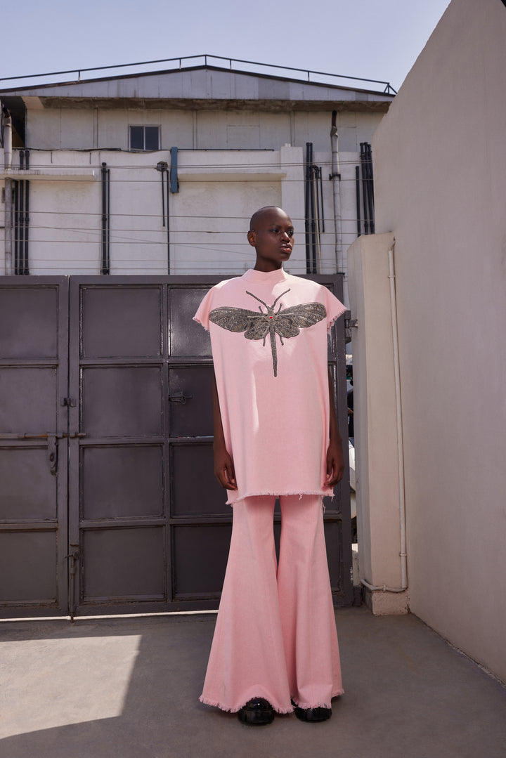 INSECT OVERSIZED T-SHIRT WITH BELL BOTTOM PANTS