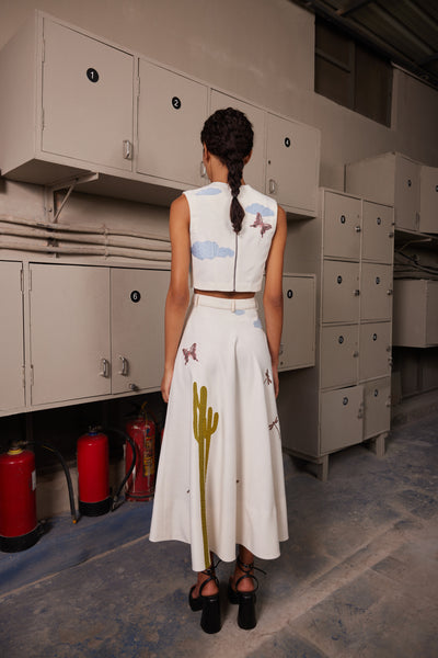 TIER SKIRT OF ( CACTUS CROP TOP )