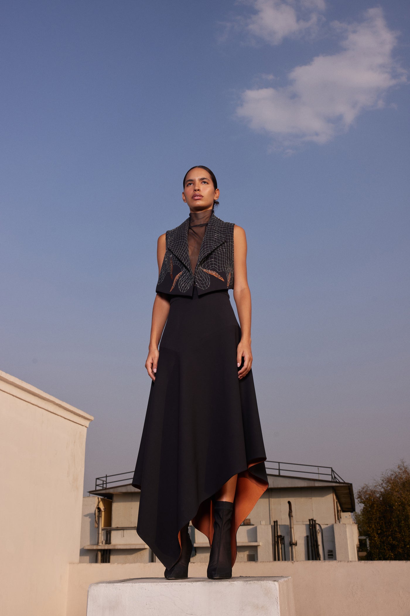 FISH IN THE NET' CROPED SLEEVELESS JACKET