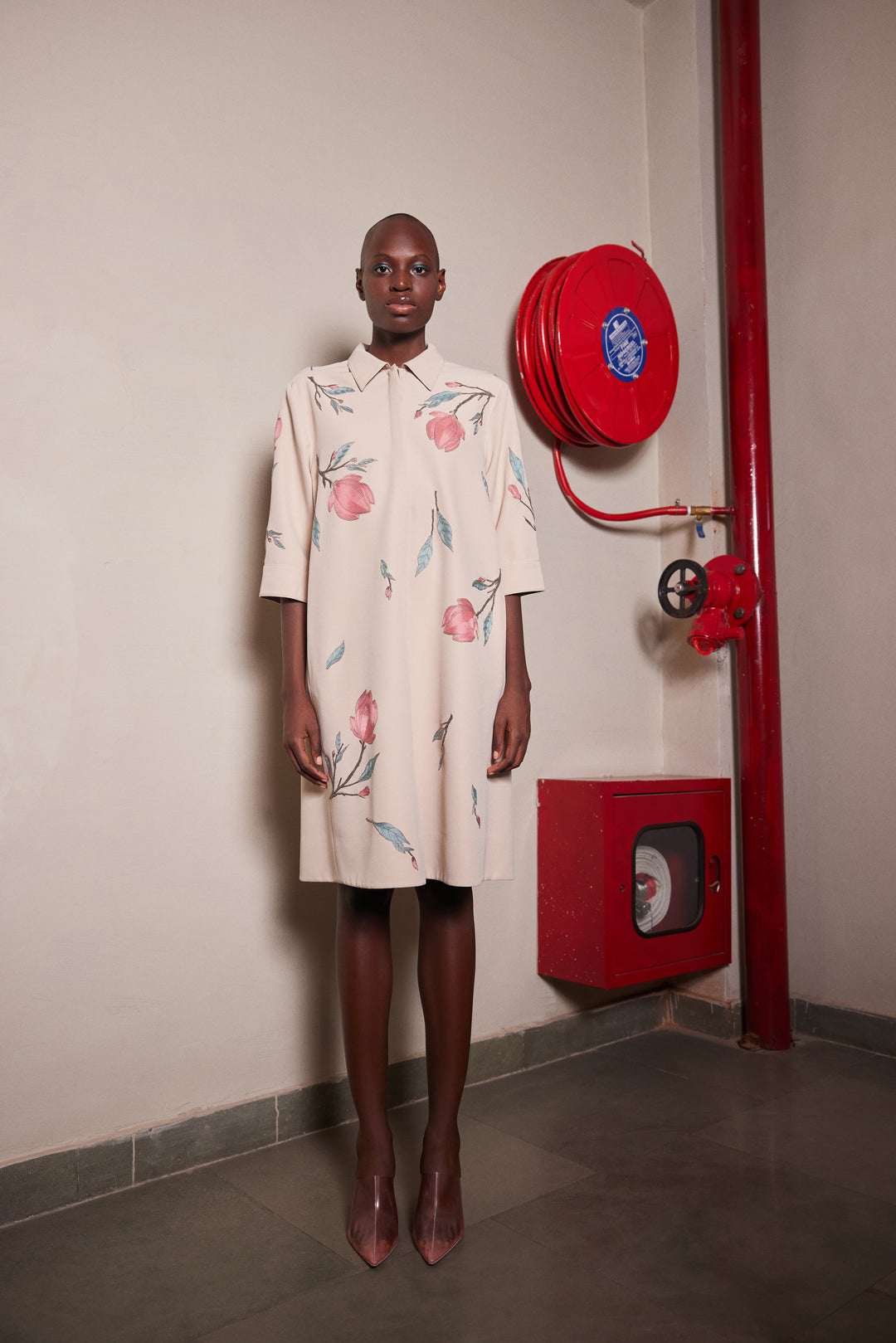 MAGNOLIA BLOSSOM FRONT OPEN FLARED DRESS