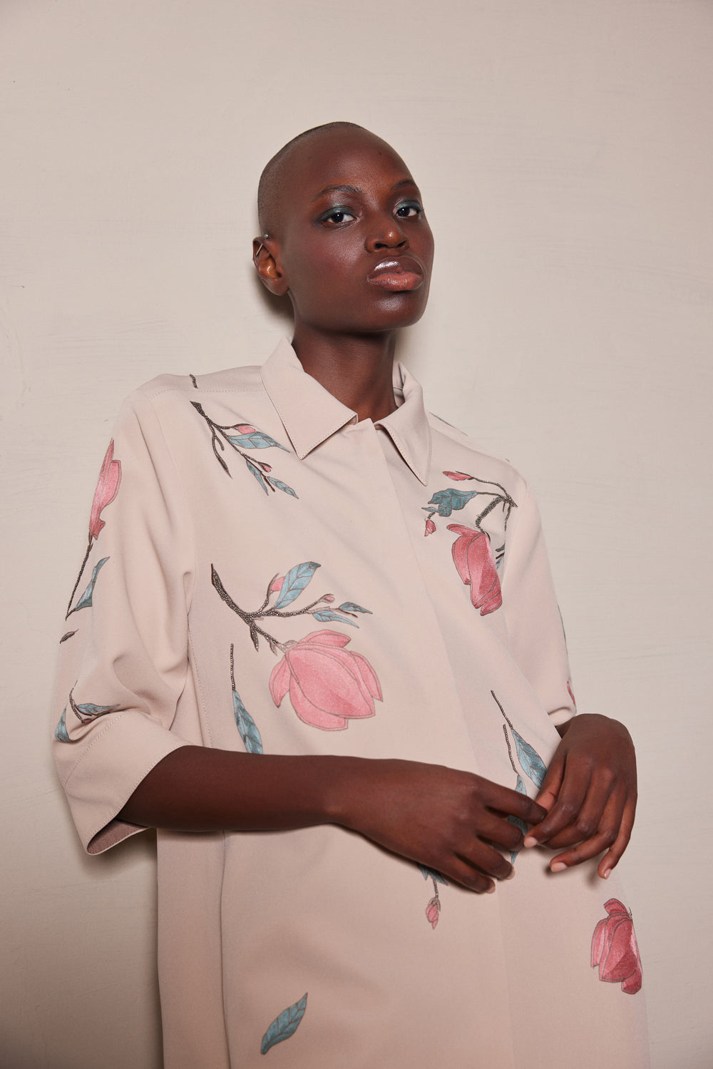 MAGNOLIA BLOSSOM FRONT OPEN FLARED DRESS