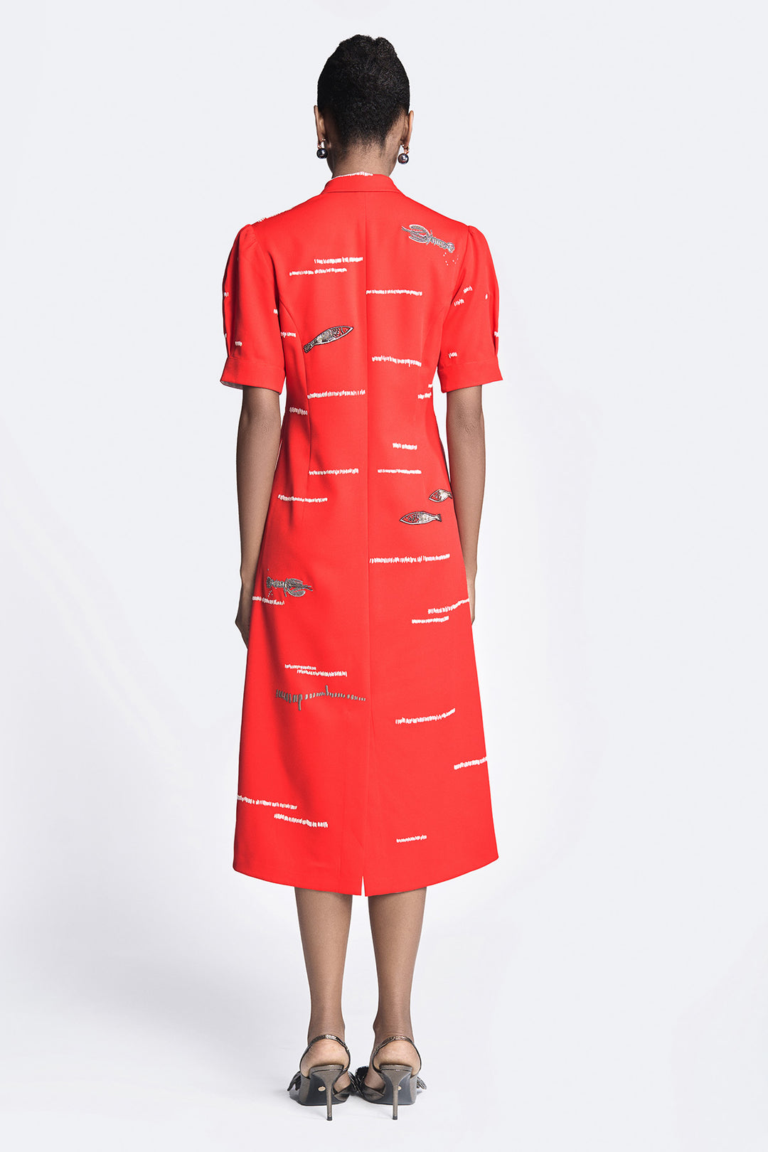 Fish and Prawn Puff Sleeve Dress