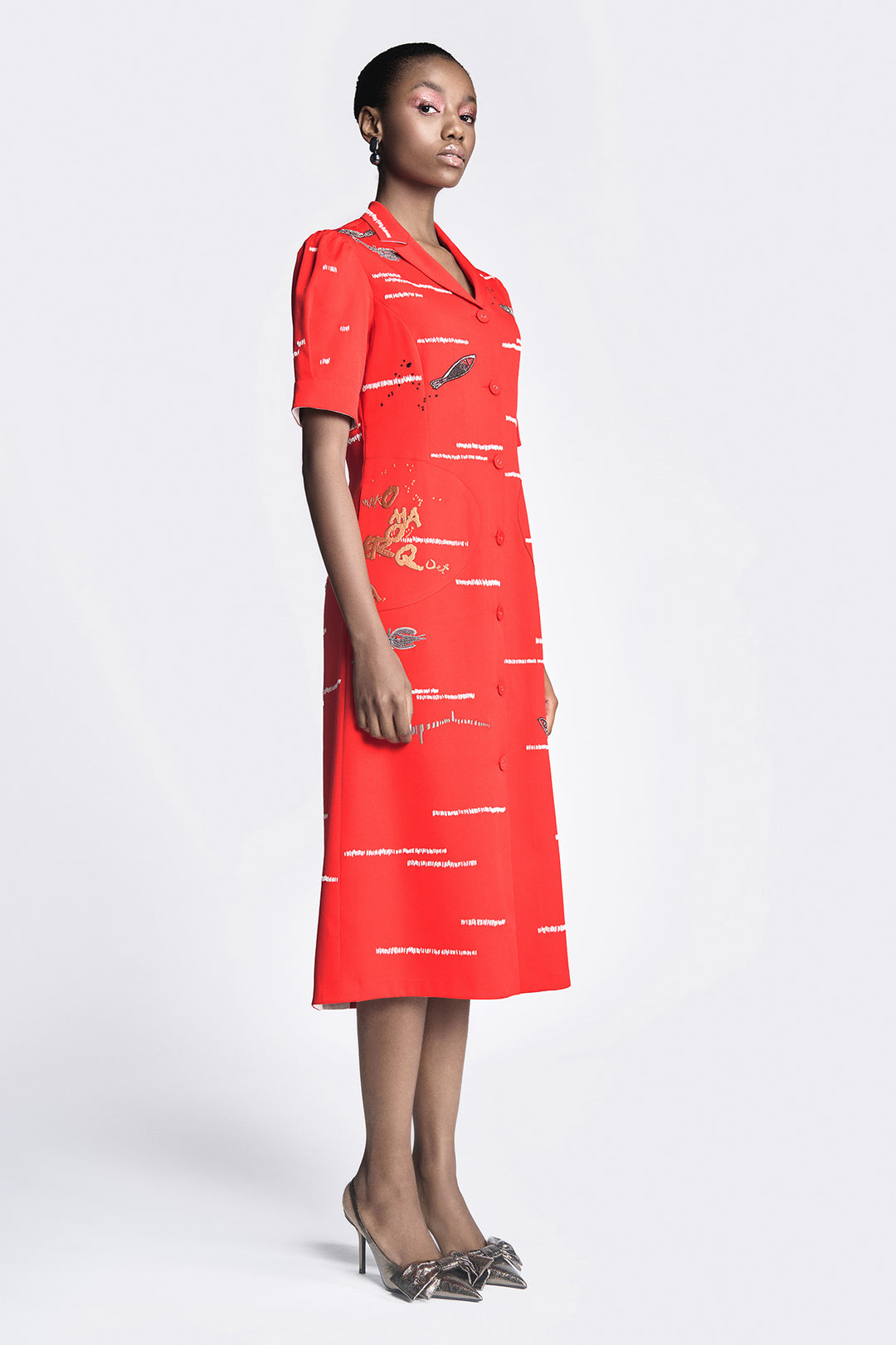 Fish and Prawn Puff Sleeve Dress