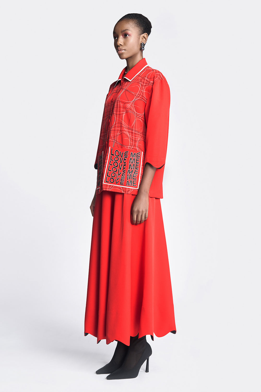Circular Skirt of "(Distorted Checks Jacket)"