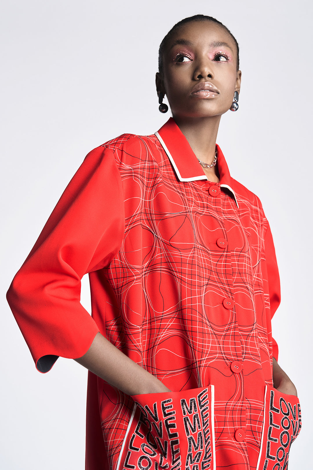 Distorted Checks Jacket With Circular Skirt