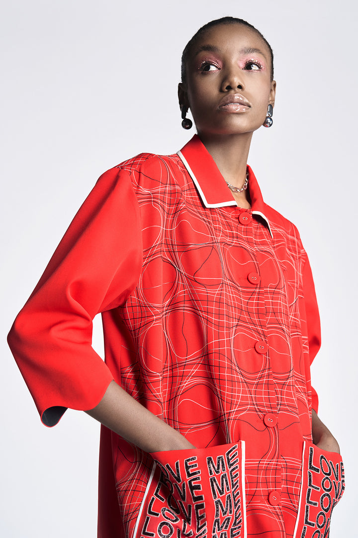 Distorted Checks Jacket With Circular Skirt