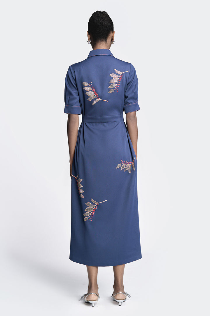 Autumn Leaves Side Pleated Front Open Dress