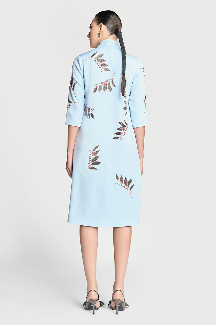Autumn Leaves Shawl Collar Long Dress