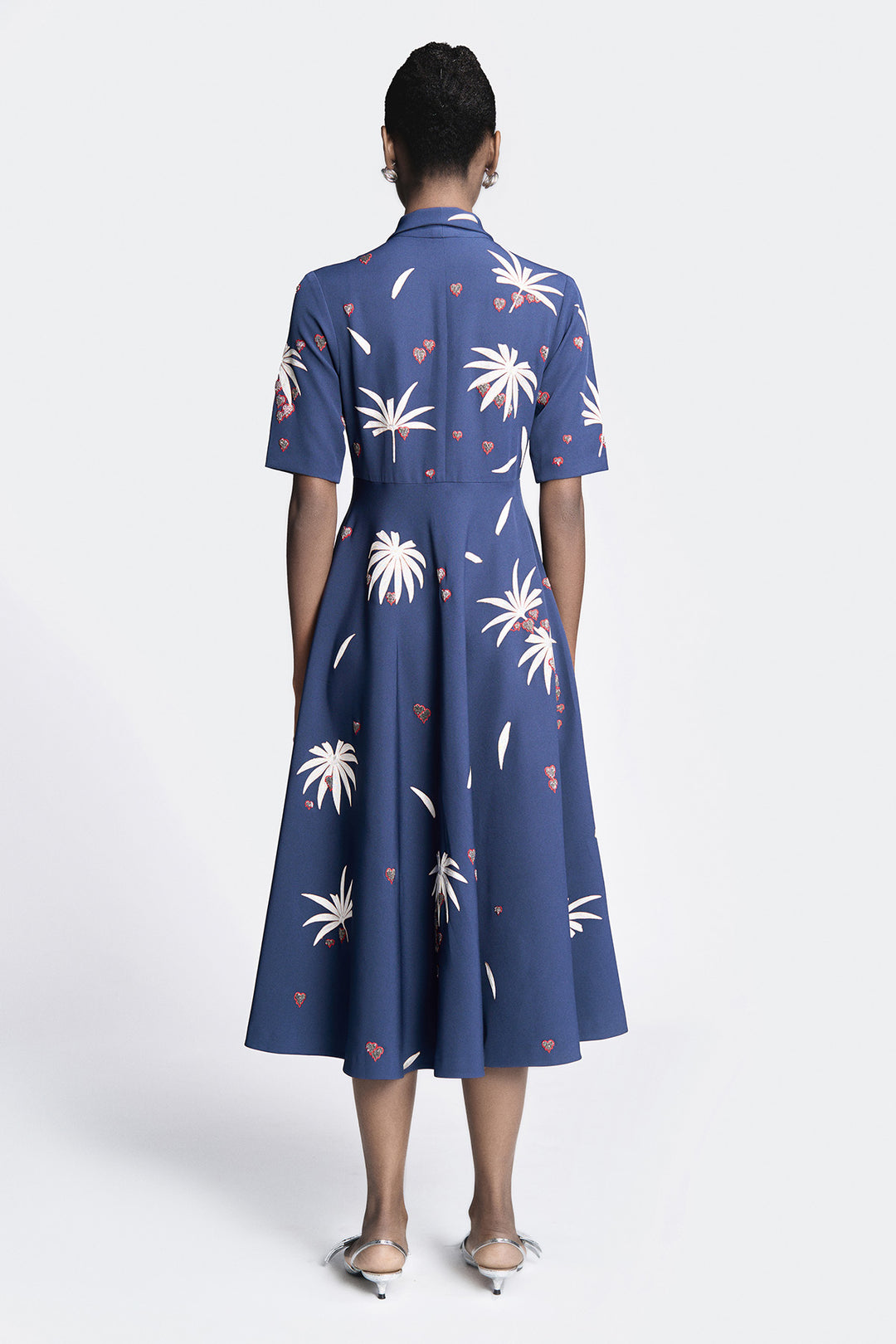 Fruit and Leaf Shawl Collar Dress