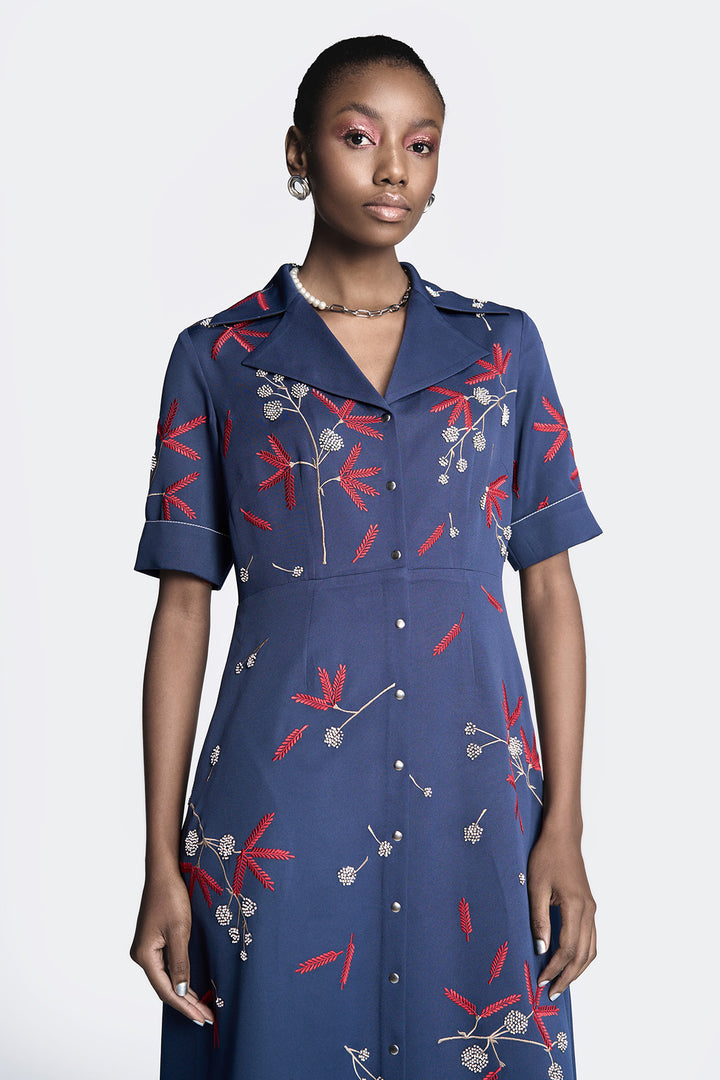 Broken Branches Front Open Dress