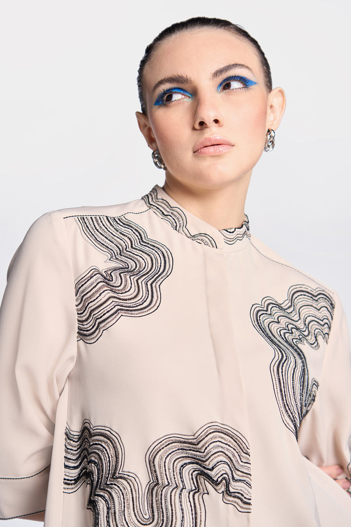 Waves Front Open Flared Dress
