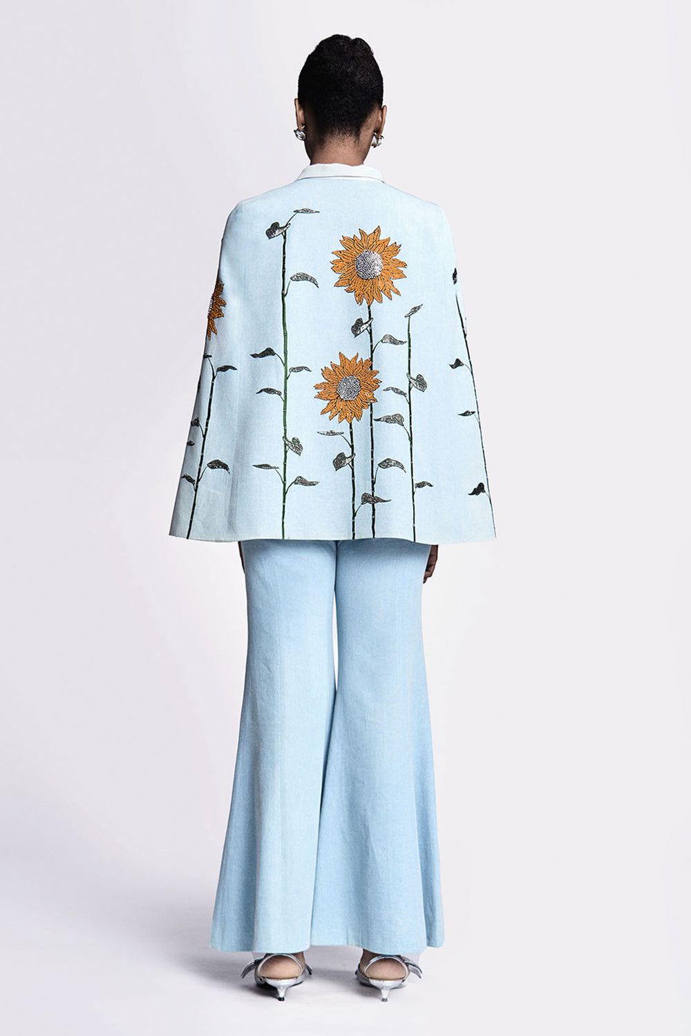 Sunflower Cape With Bell Bottom Pants