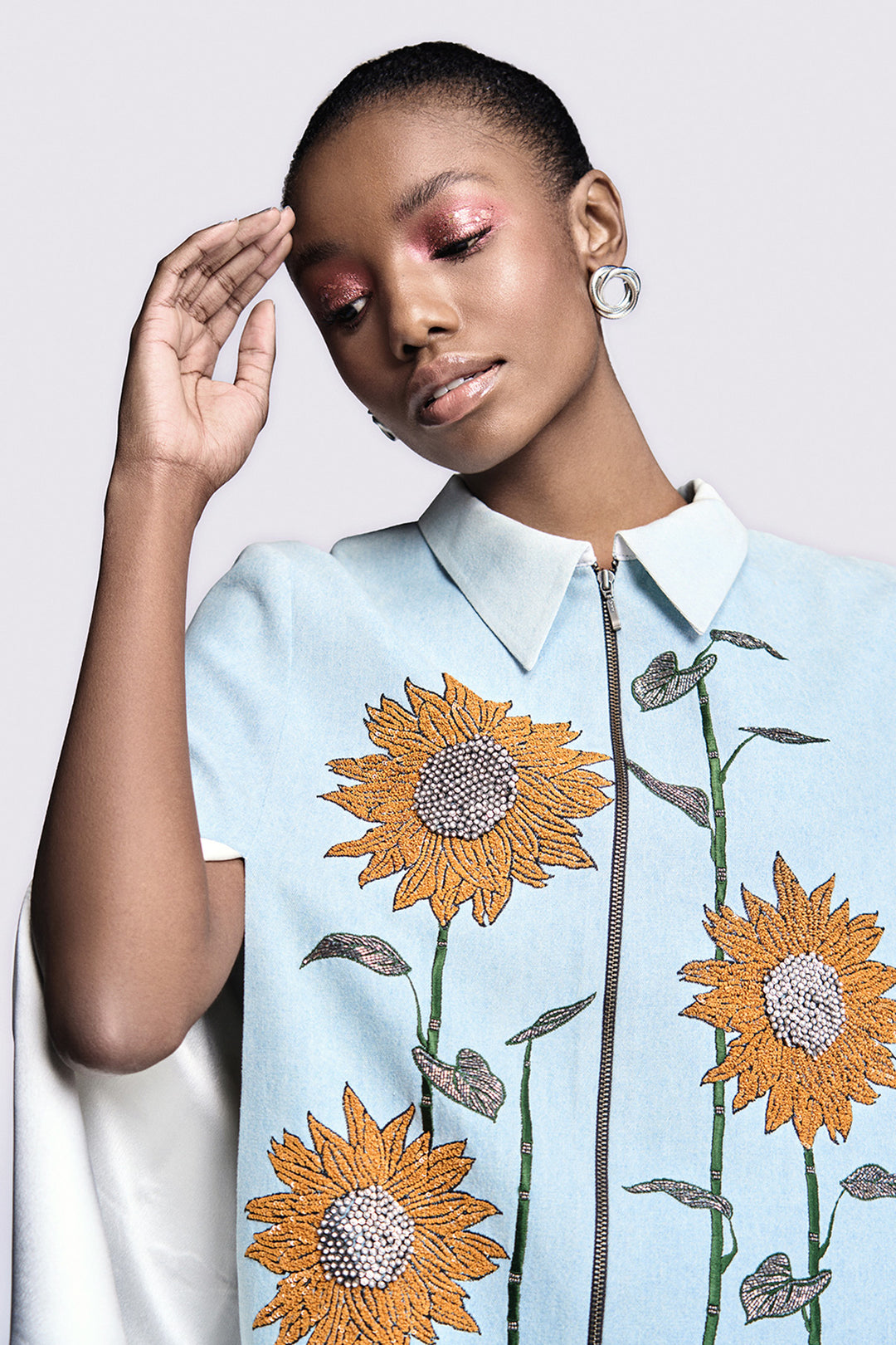 Sunflower Cape With Bell Bottom Pants