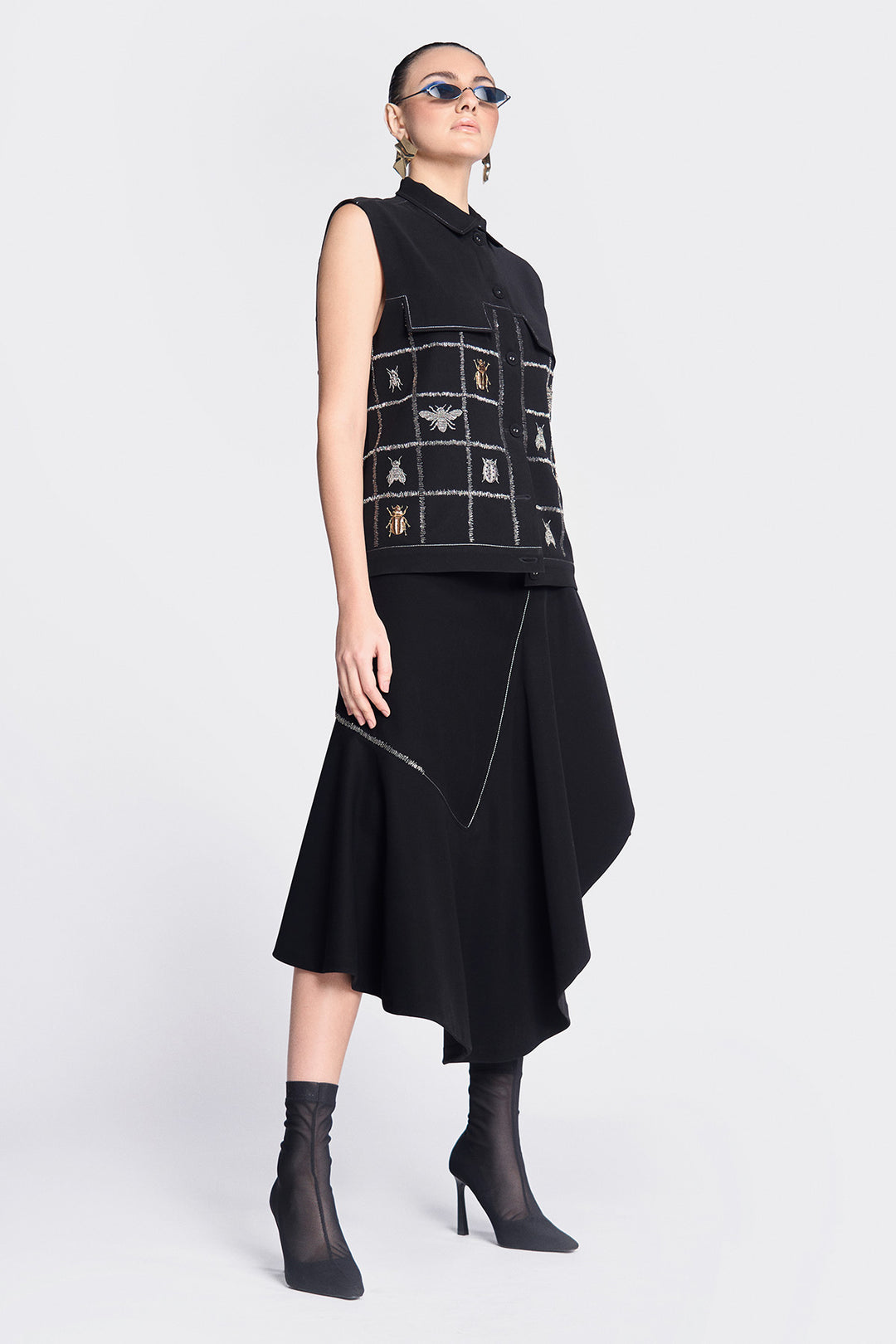 Insect Vest With Asymmetric Skirt