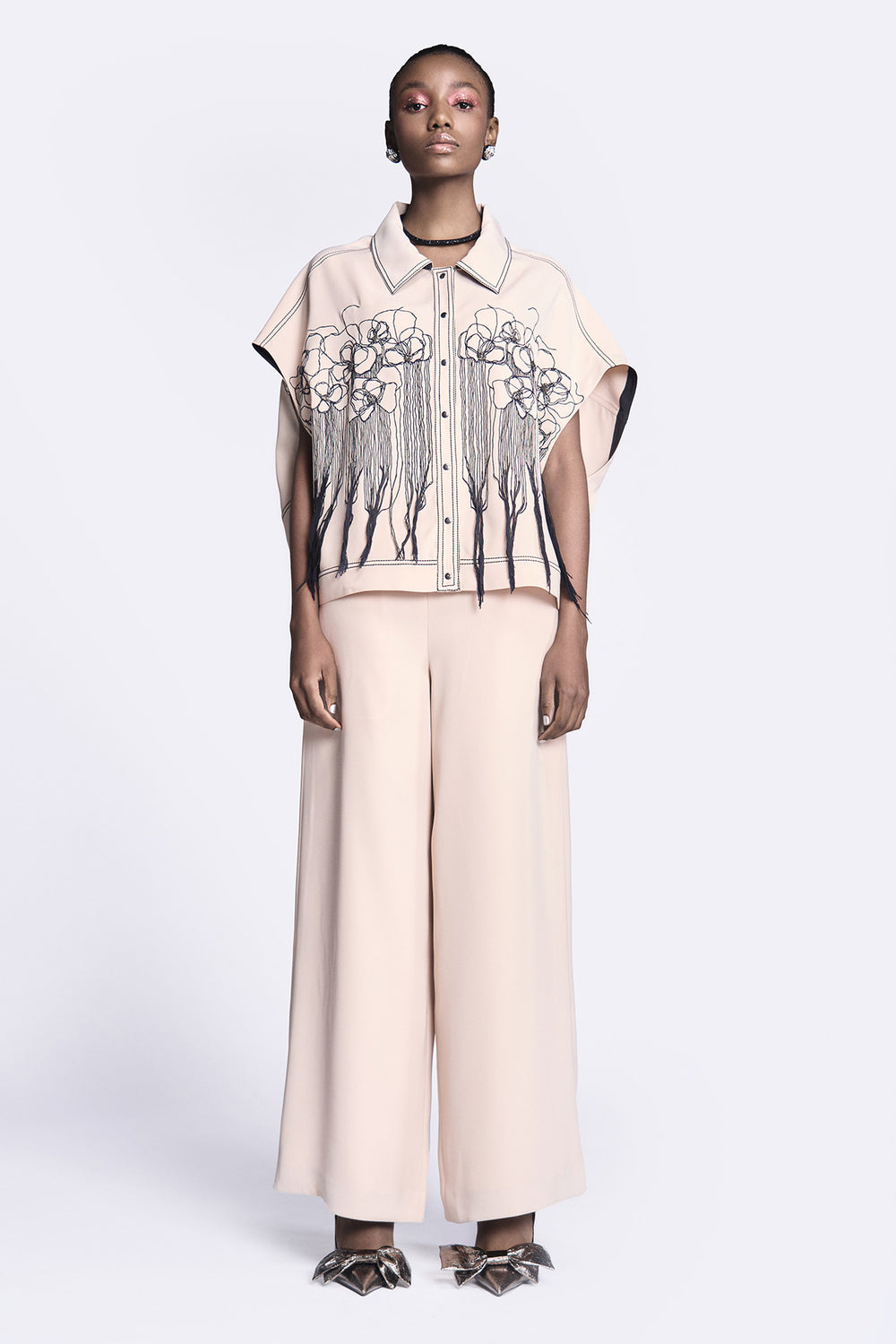 Abstract Roses Oversized Shirt Jacket