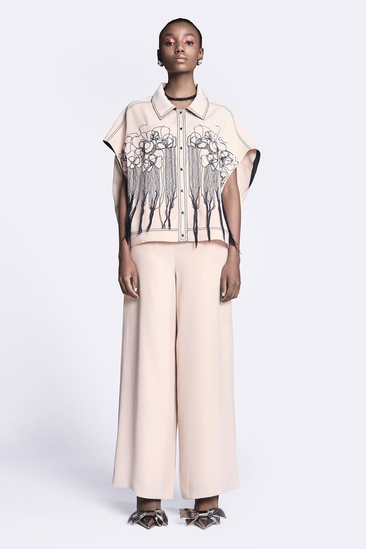 Abstract Roses Oversized Shirt Jacket