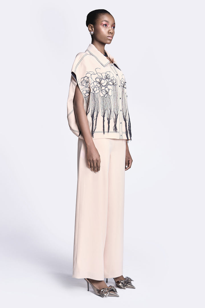 Abstract Roses Oversized Shirt Jacket