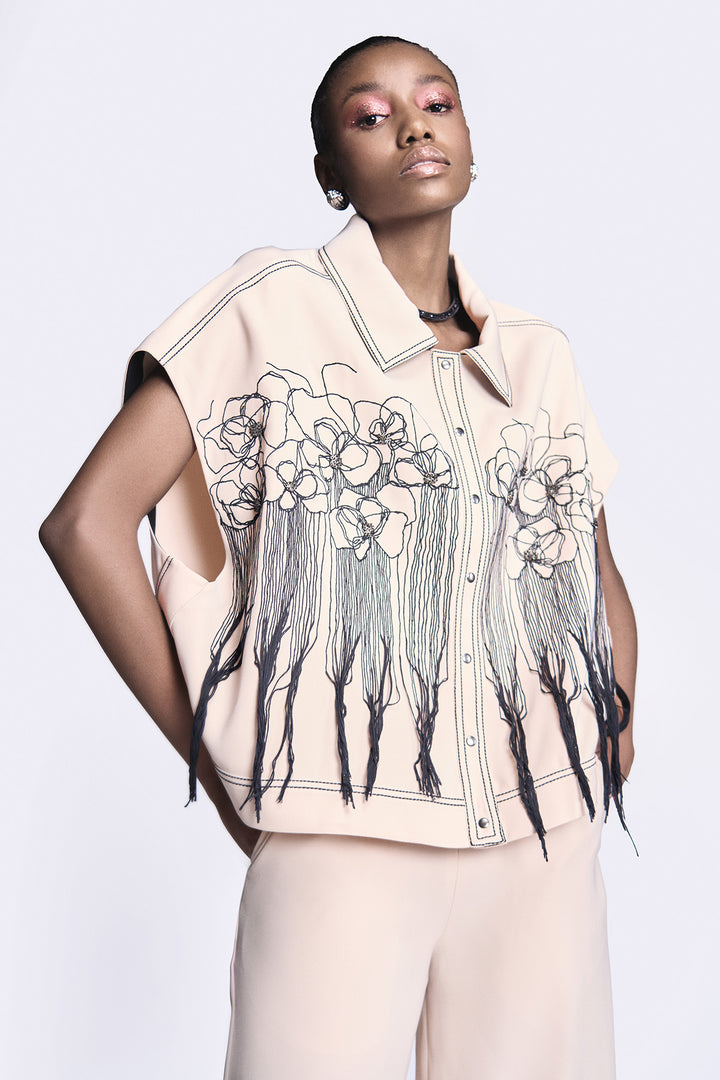 Abstract Roses Oversized Shirt Jacket