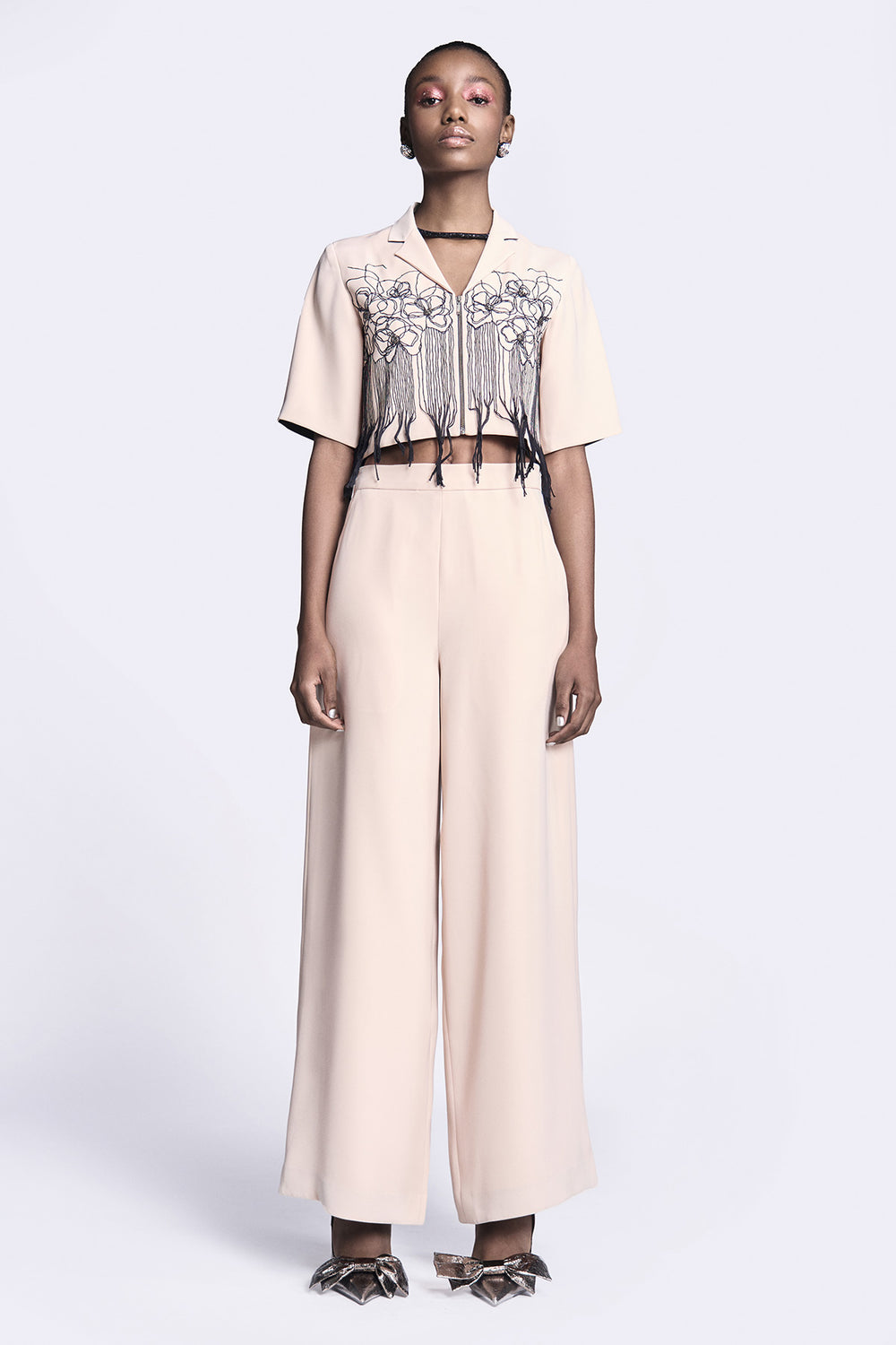 Abstract Roses Cropped Shirt