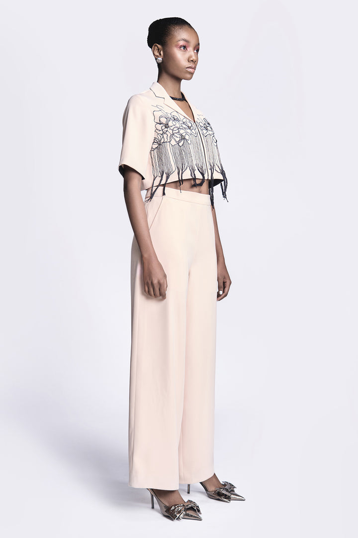 Abstract Roses Cropped Shirt