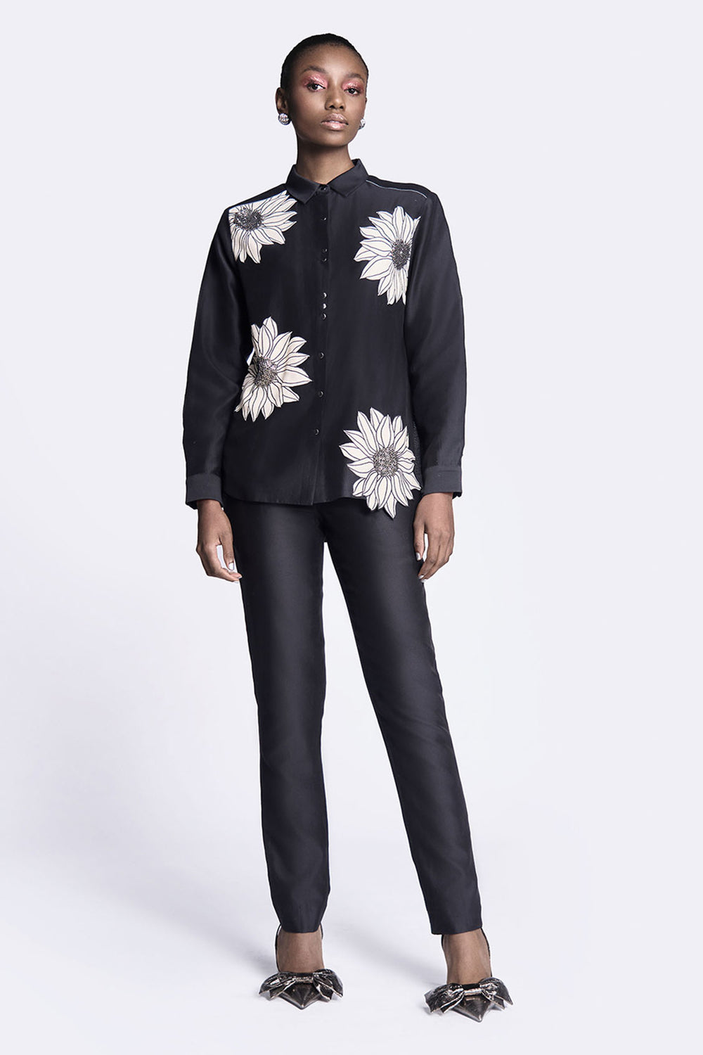 Sunflower Applique High Low Shirt