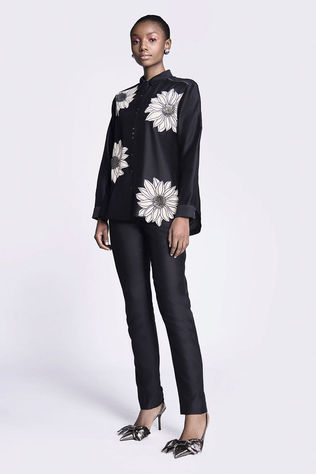 Sunflower Applique High Low Shirt